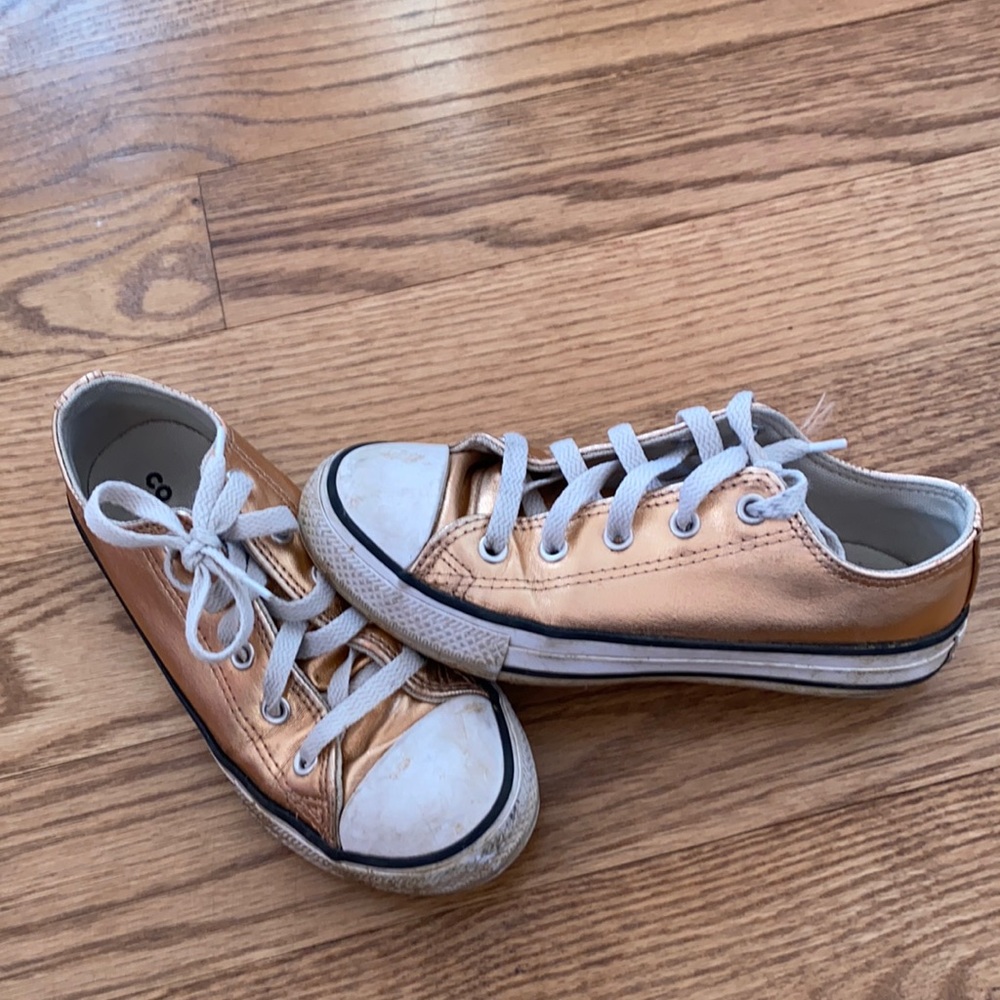 Girls Rose Gold Converse Sneakers